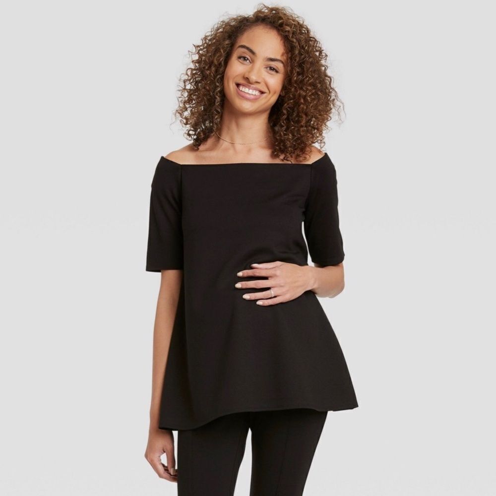 HATCH The Nines Elbow Sleeve Off the Shoulder Ponte Top Womens Small